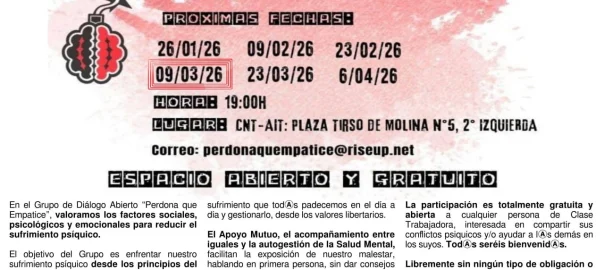 Grupo de diálogo abierto 'Perdona que empatice' 09/03/2026