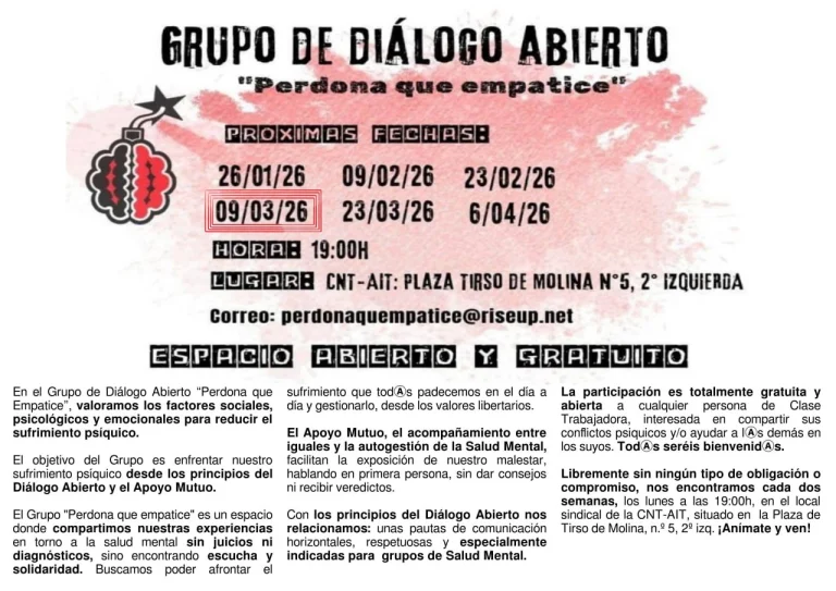 Grupo de diálogo abierto 'Perdona que empatice' 09/03/2026