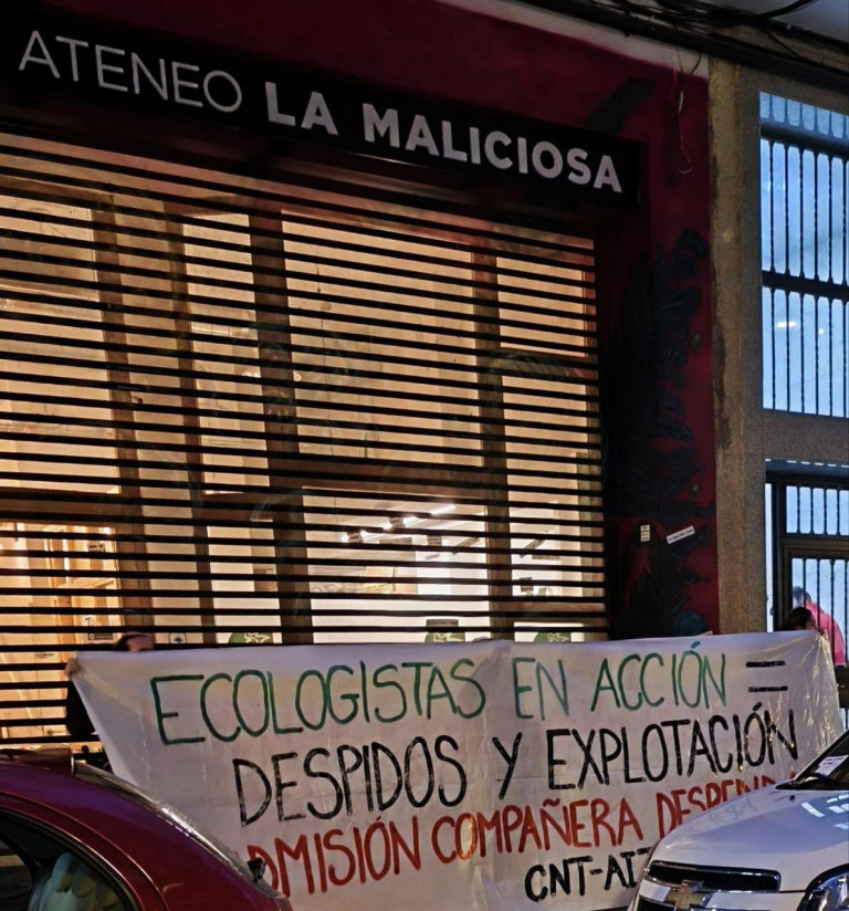 Piquete sindical de la CNT-AIT en Ecologistas en Acción
